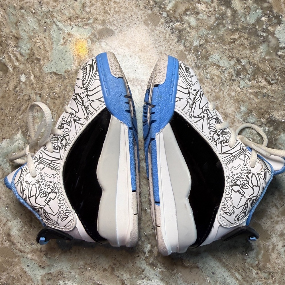 Kids Jordan 11 Retro TD DV1358 114 White Black Blue Cartoon Print Crib Shoes 5C - Picture 2 of 5